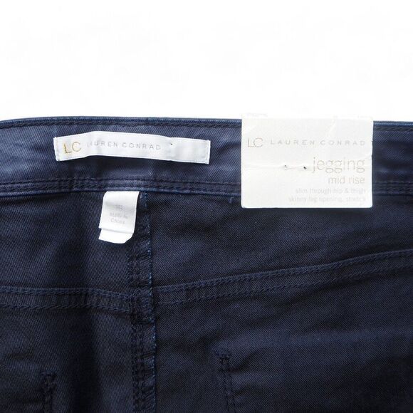 LC Lauren Conrad Mid Rise Coated Denim Jeggings Peacoat Navy Women's 16 - Picture 3 of 12
